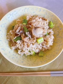 アスパラとホタテの炊き込みご飯